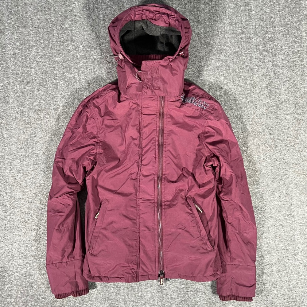 Superdry Windcheater Multilayer Fleece Lined Hooded Jacket Burgundy Small